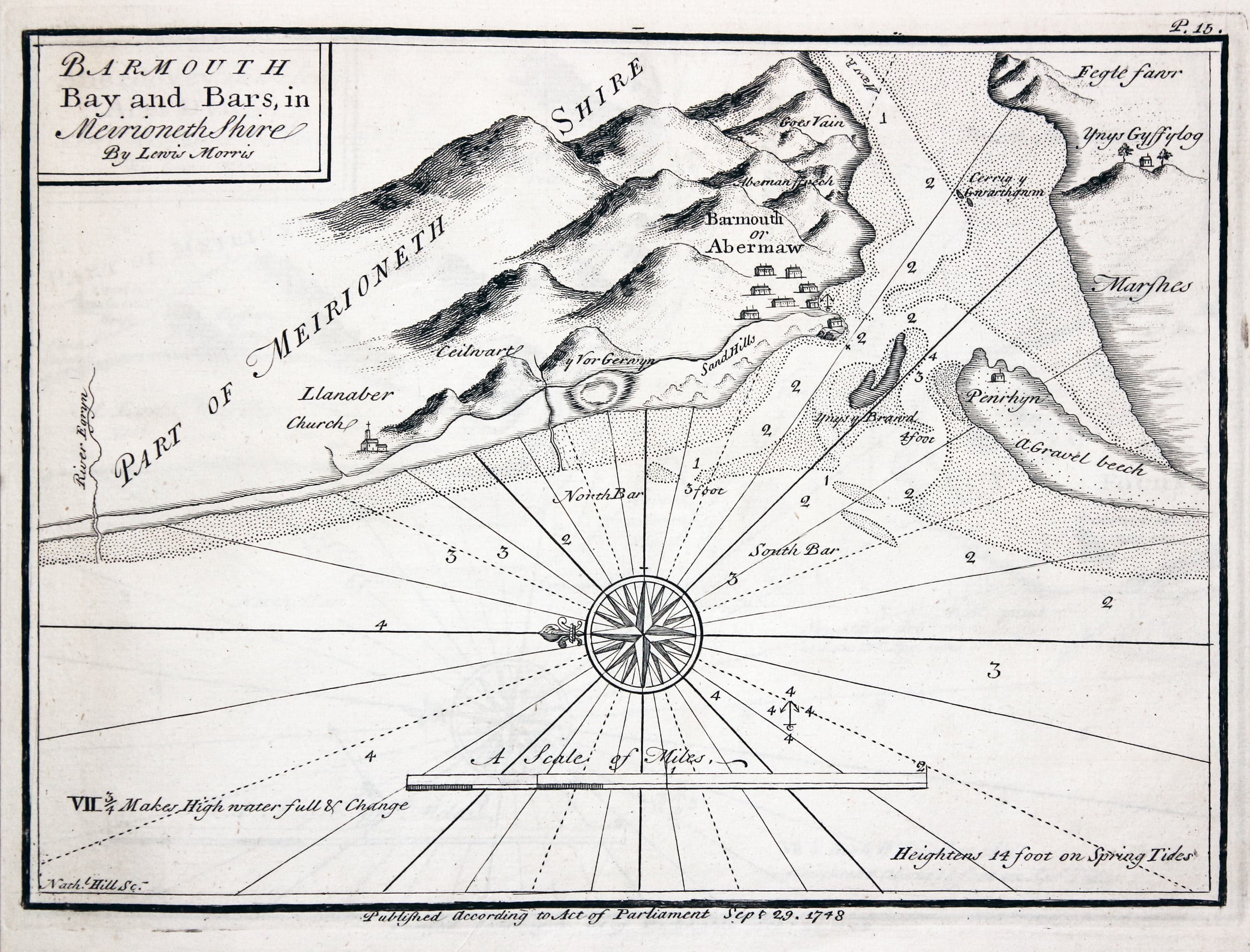 Chart of Barmouth, North Wales by Lewis Morris 1748