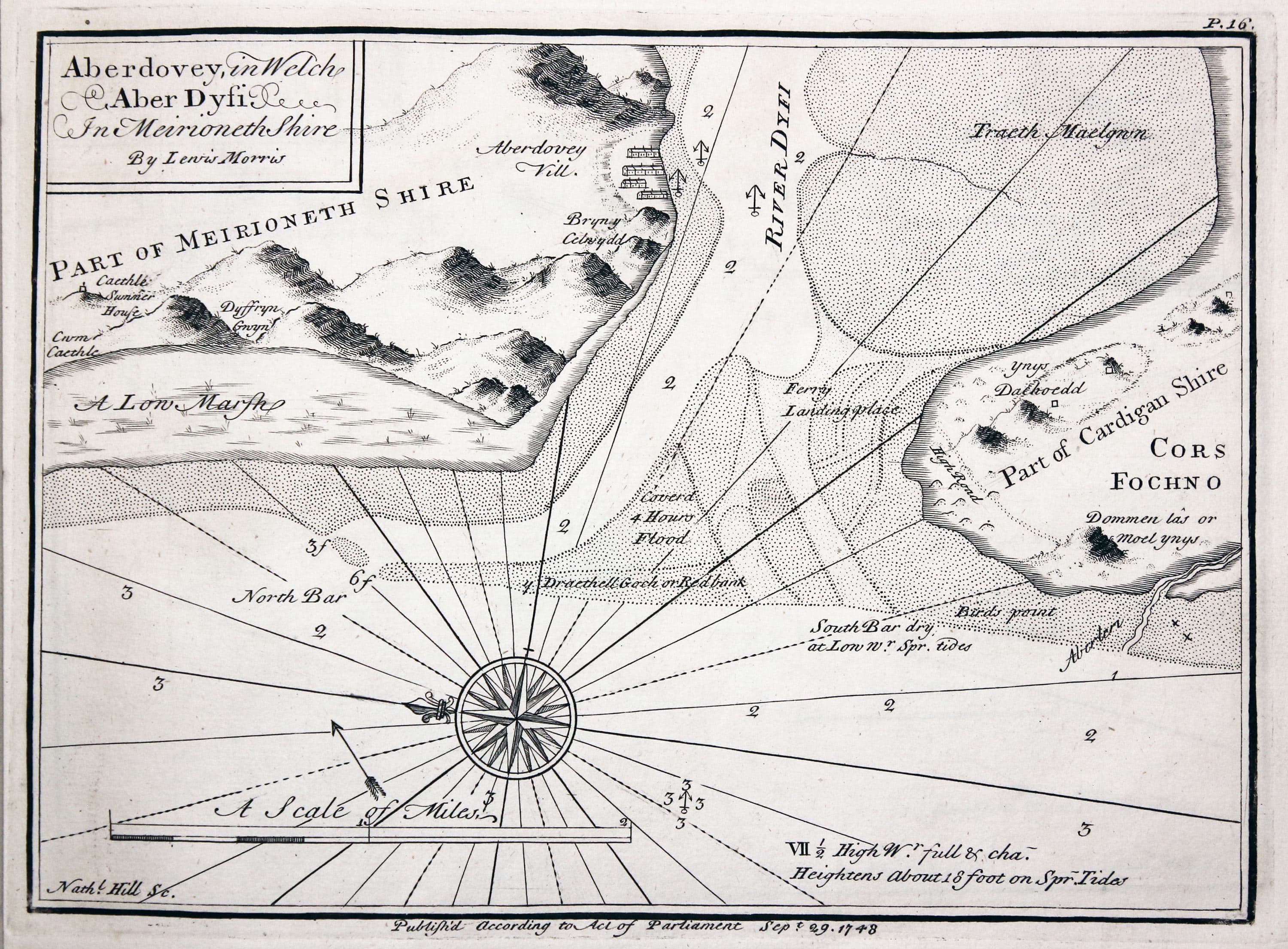 Chart of Aberdovey, North Wales by Lewis Morris 1748