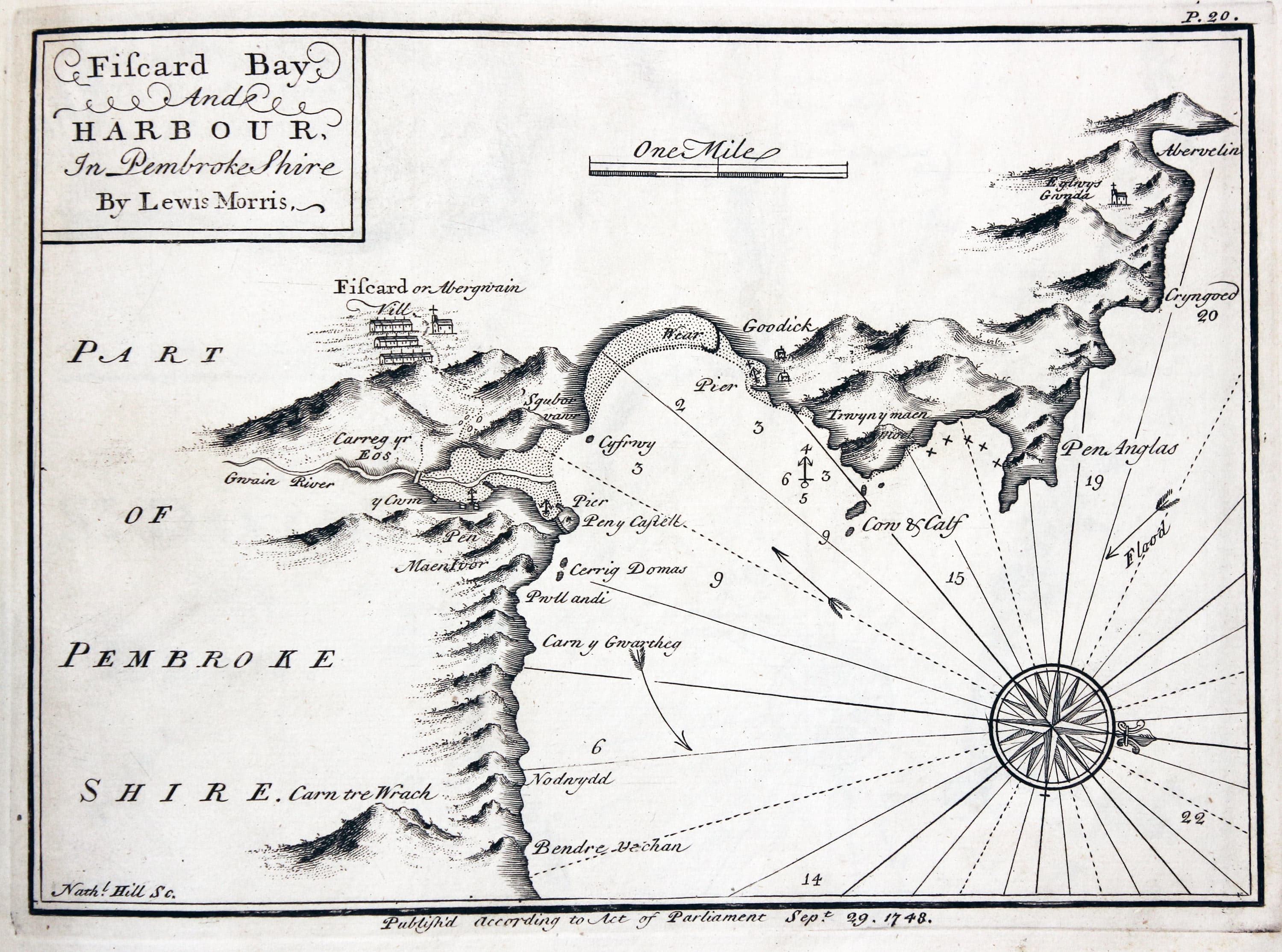 Chart of Ramsey Sound, Pembrokshire by Lewis Morris 1748