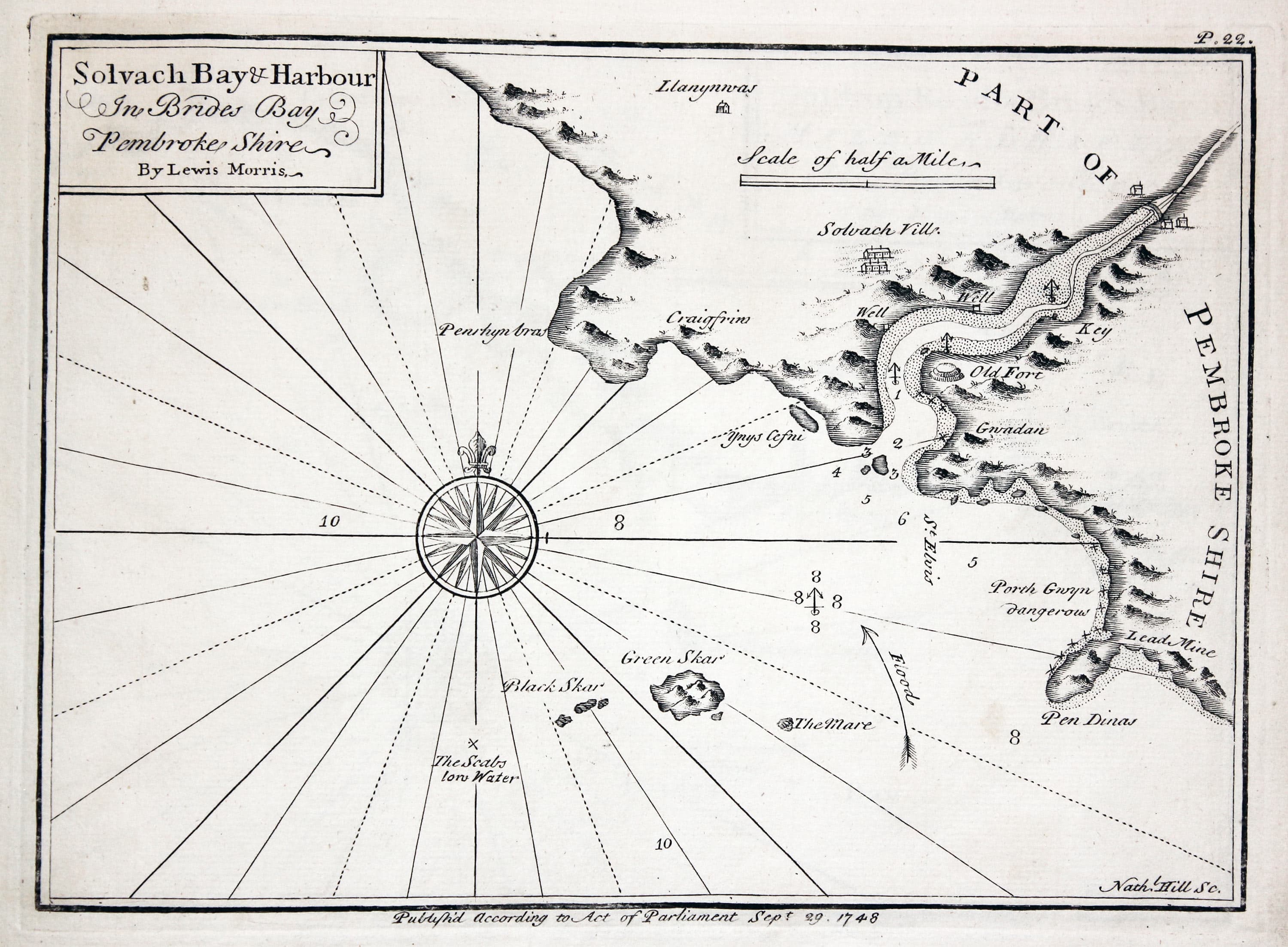Chart of Solva in Pembrokeshire by Lewis Morris 1748