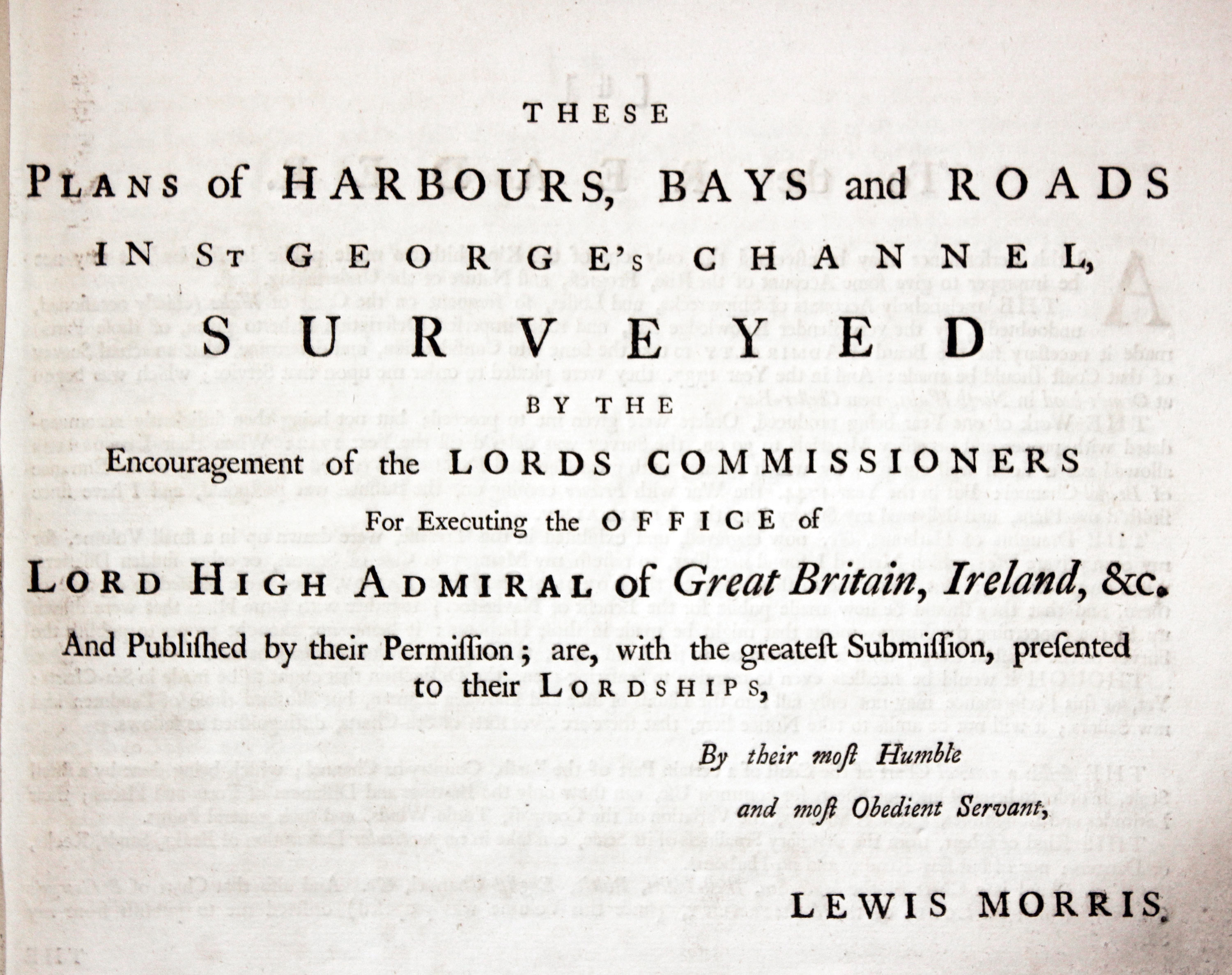 Titlepge to Lewis Morris Charts of Wales 1748