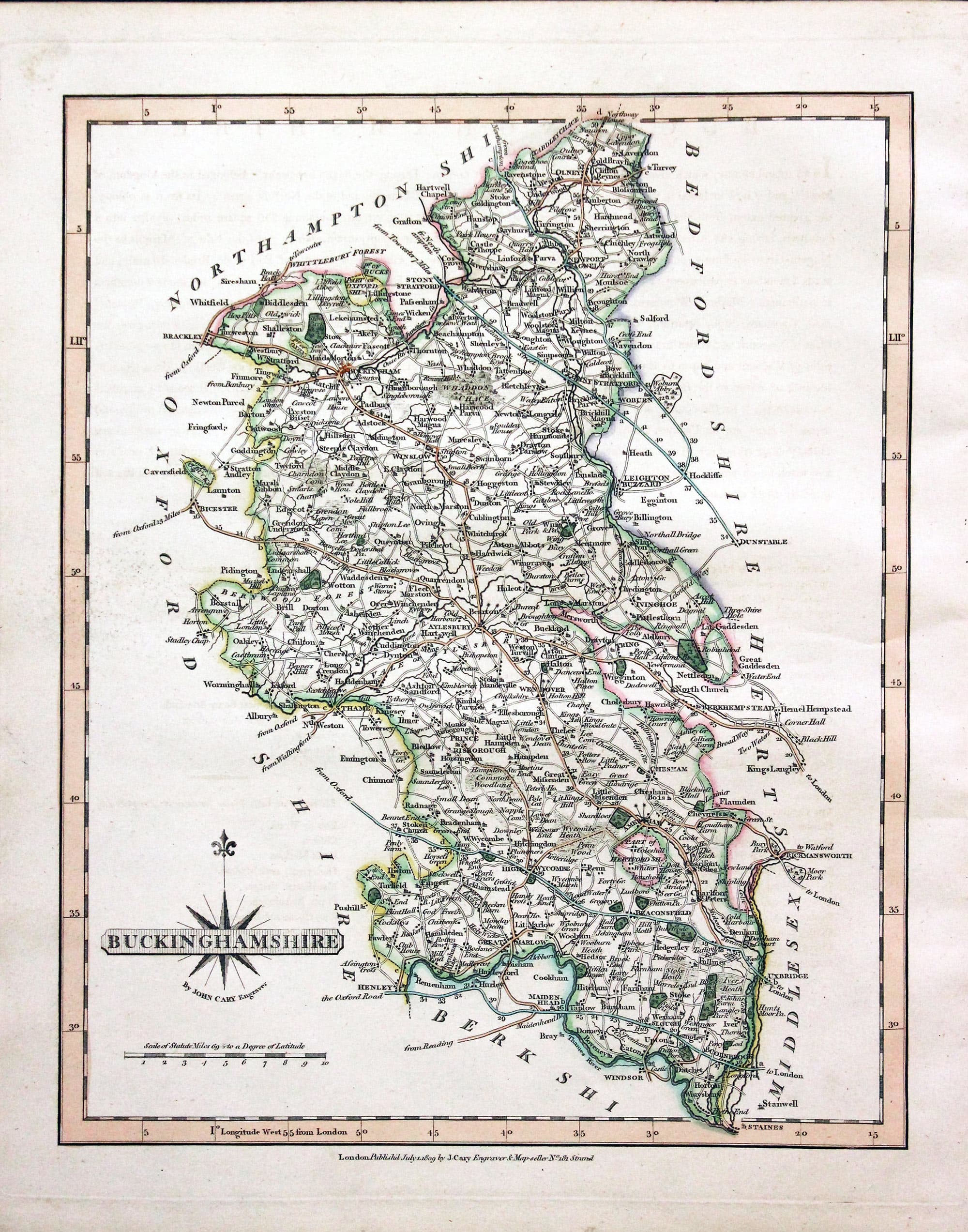 Map of Buckinghamshire by John Cary  Map of Buckinghamshire by John Cary