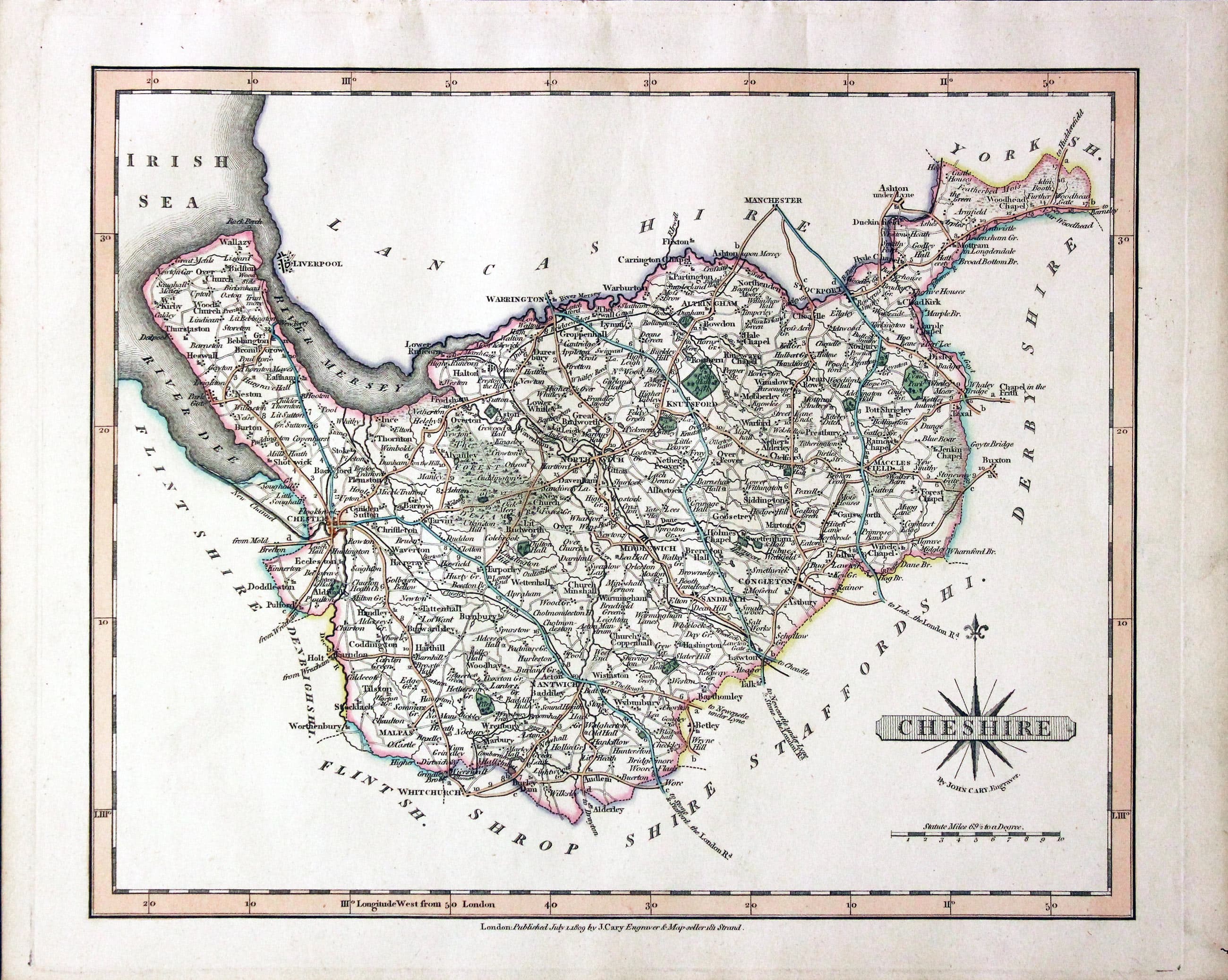 Map of Cheshire by John Cary  Map of Cheshire by John Cary