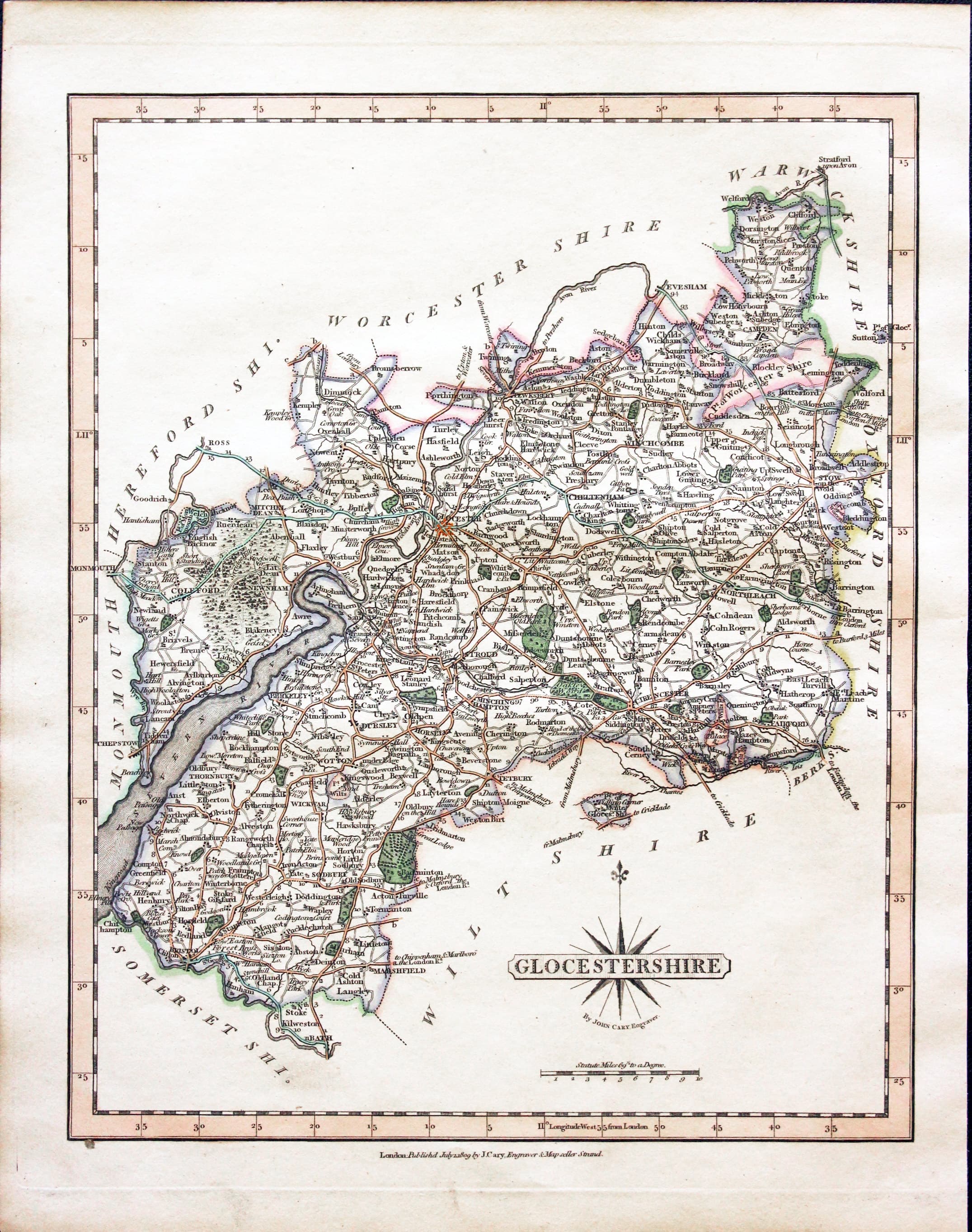 Map of Gloucestershire by John Cary  Map of Gloucestershire by John Cary