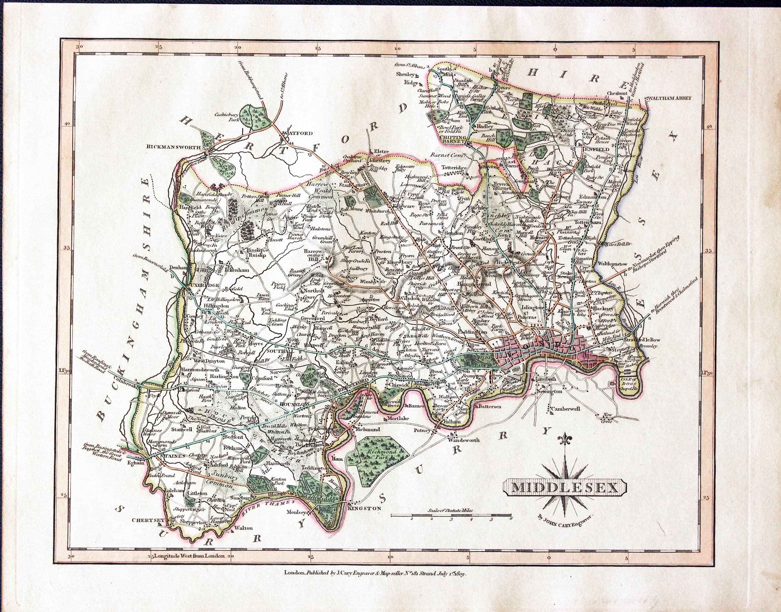 Map of Middlesex by John Cary  Map of Middlesex by John Cary