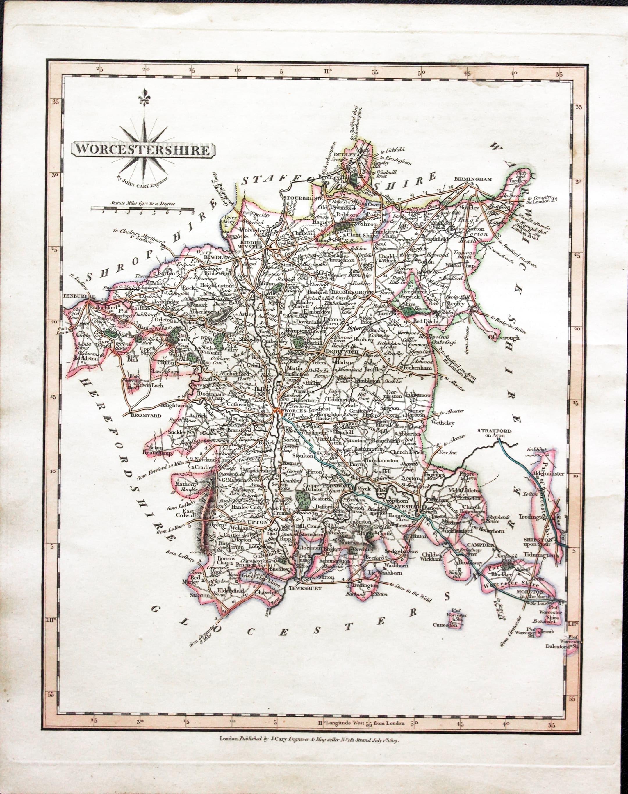 Map of Worcestershire by John Cary  Map of Worcestershire by John Cary