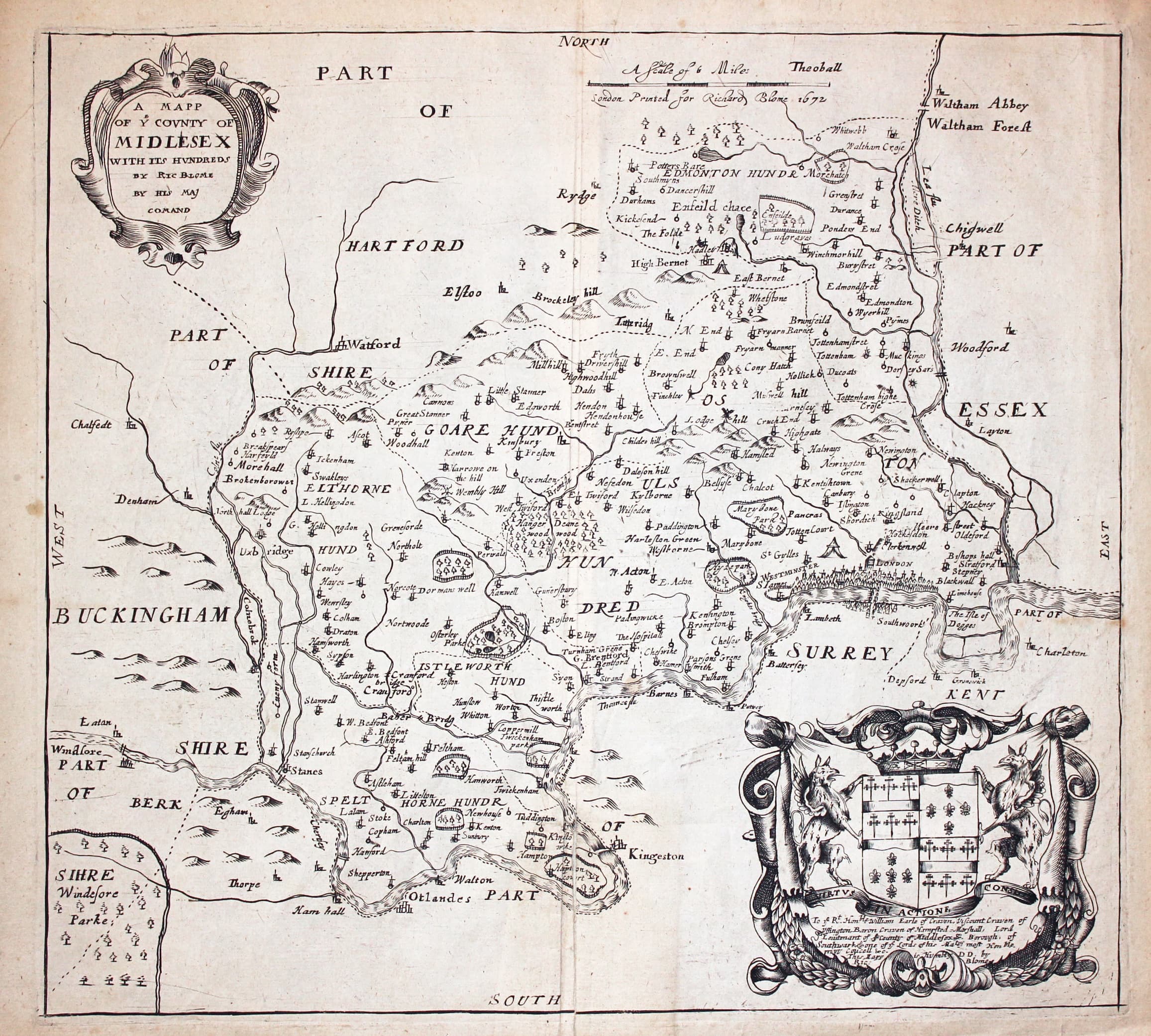 Map of Middlesex by Richard Blome, 1673