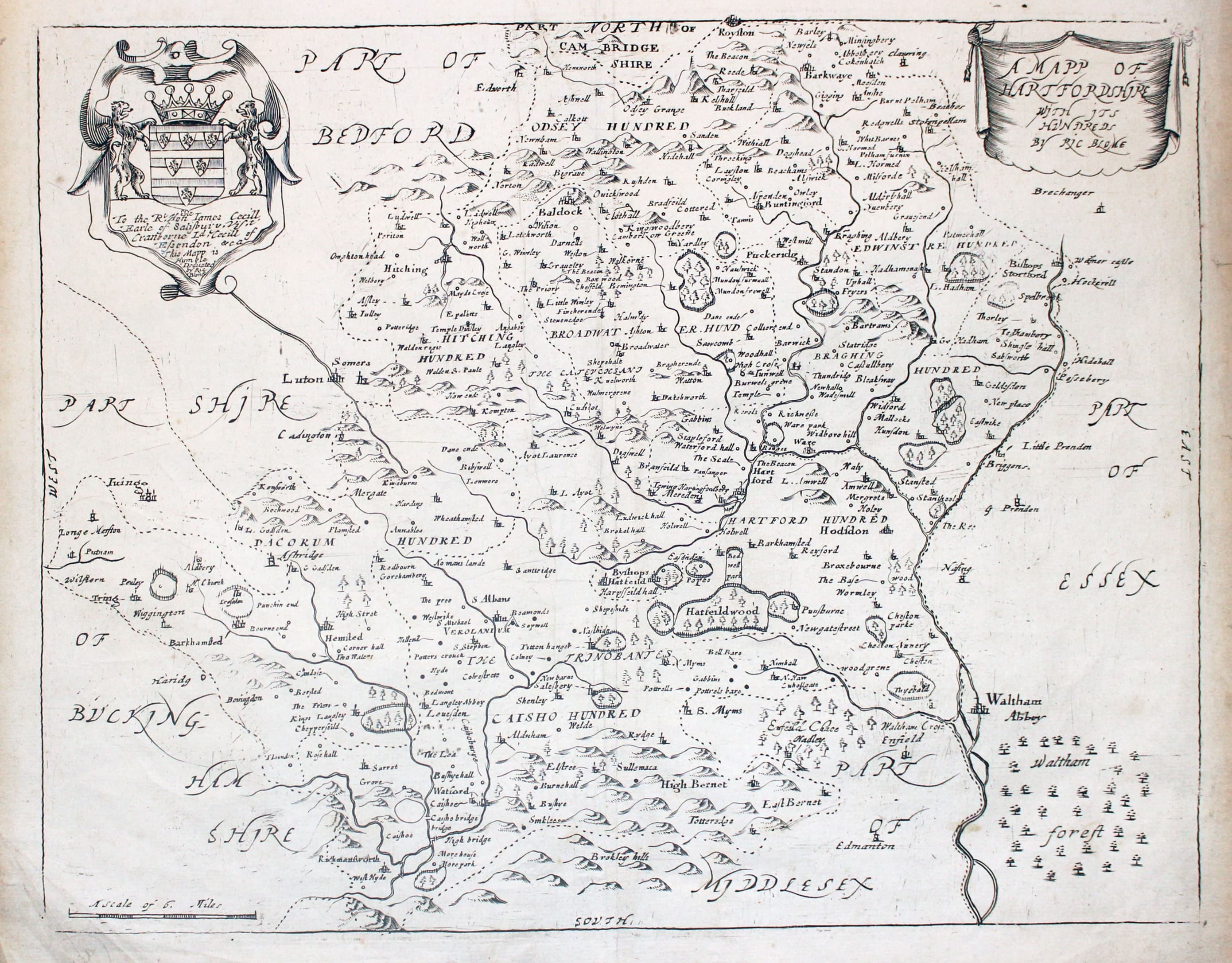 Map of Hertfordshire by Richard Blome, 1673