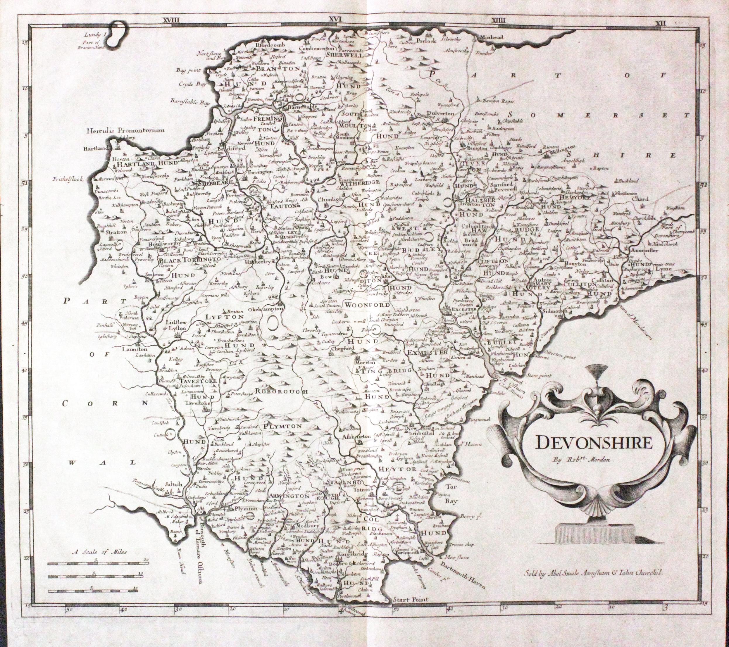 Map of Devonshire by Rober Morden  Map of Devonshire by Rober Morden