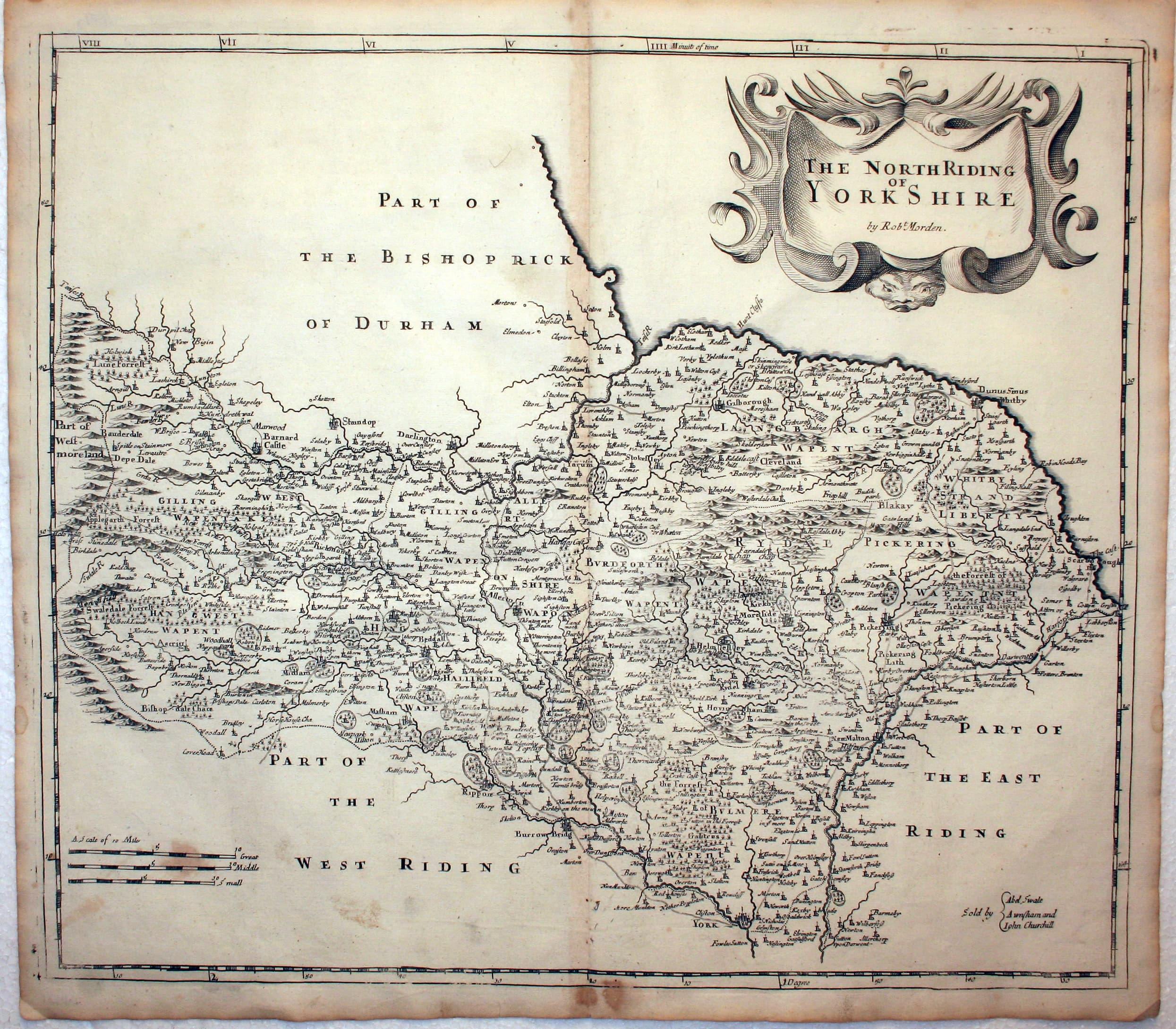 Map of North Riding of Yorshire by Robert Morden  Map of North Riding of Yorshire by Robert Morden