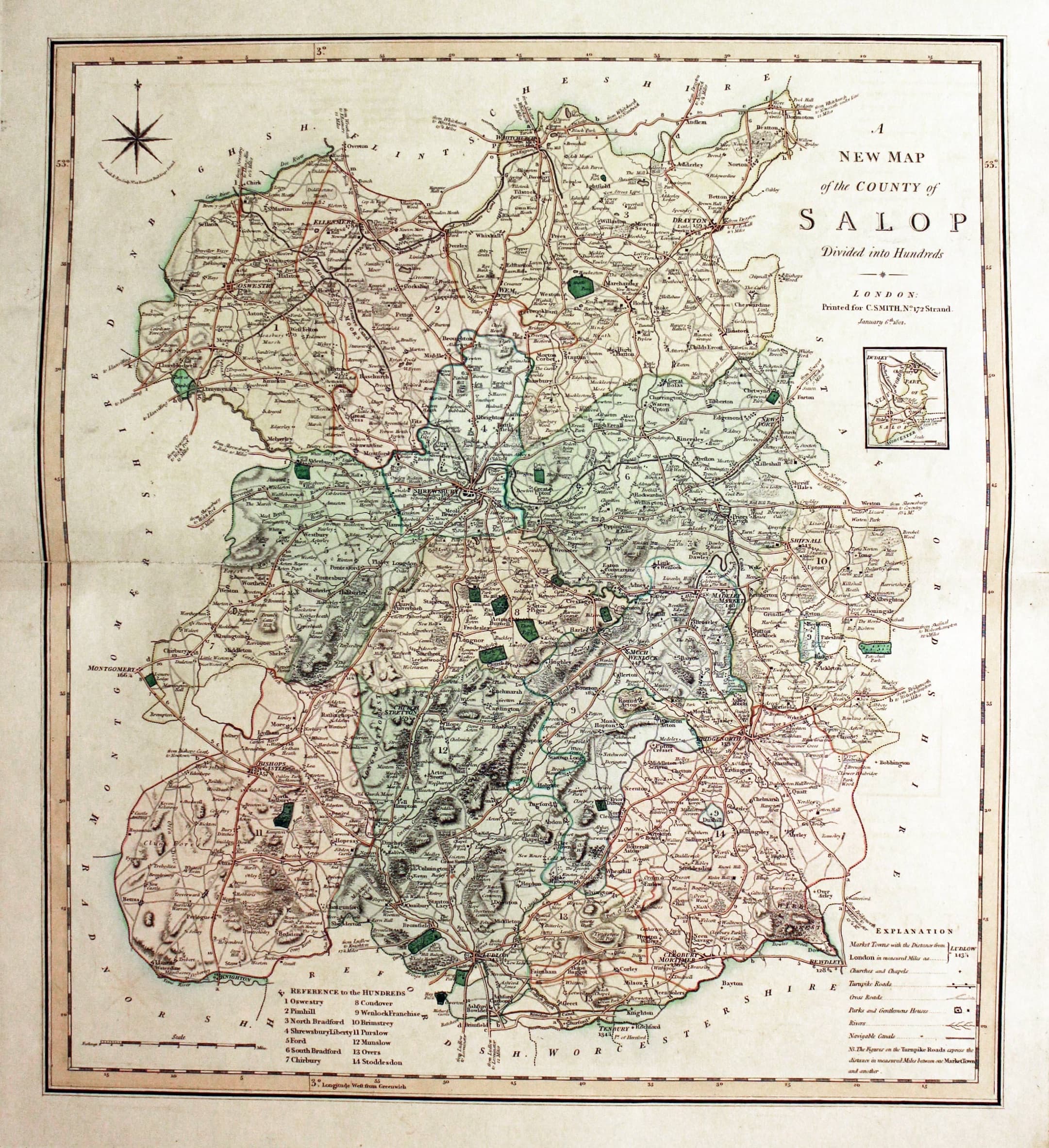 Map of Shropshire by Charles Smith 1801