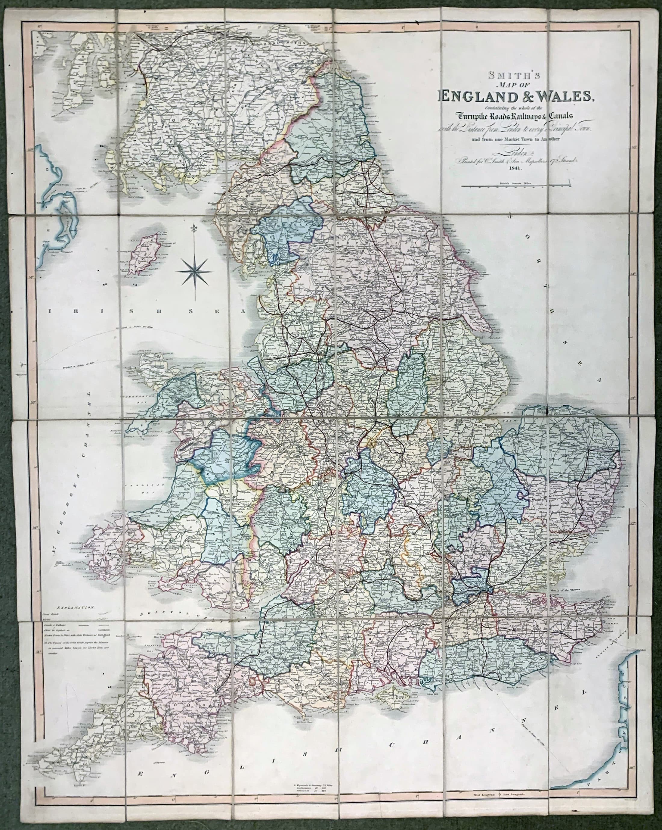 Folding map of England and Wales 1841, Charles Smith 1801