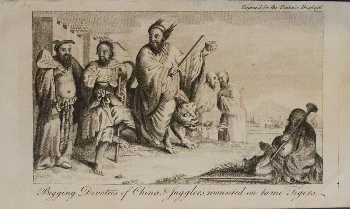 Begging Devotees of Cha & Jugglers mounted on tamed Tigers