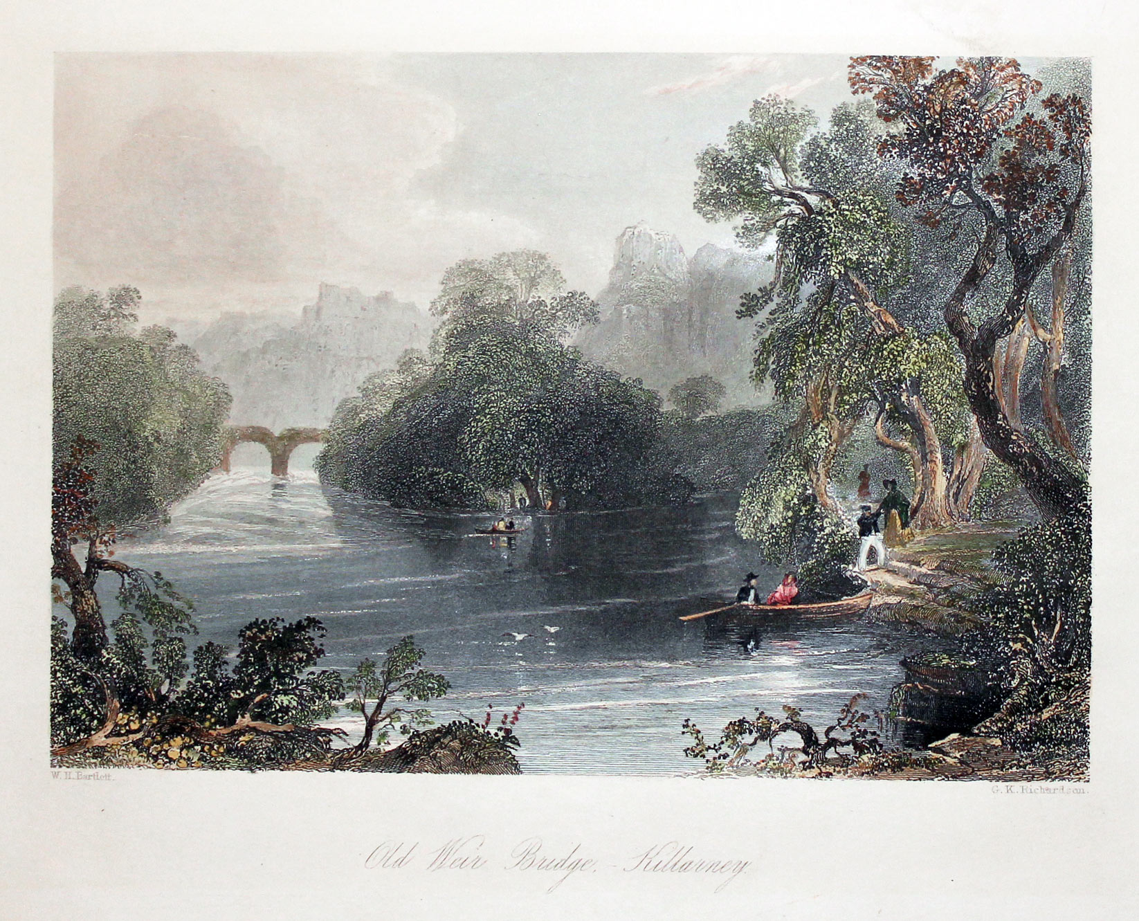Old Weitr Bridge, Killarney, Ireland by W. H.Bartlett