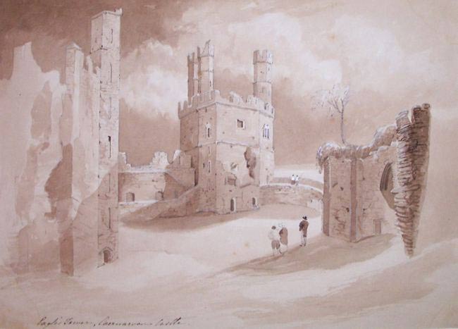 Watercolour of Caernarvon Castle  Watercolour of Caernarvon Castle