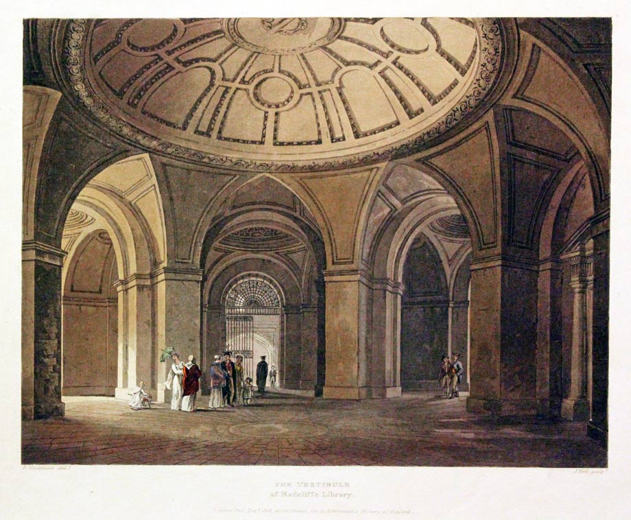 Radcliffe Library Oxford - Aquatint from Ackermann' History of the University of Oxford  Radcliffe Library Oxford - Aquatint from Ackermann' History of the University of Oxford