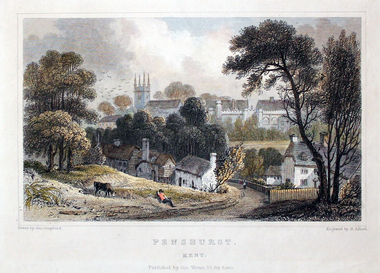 Penshurst,  Kent engraved by H. Adlard after George Shepherd, 1830  Penshurst,  Kent engraved by H. Adlard after George Shepherd, 1830
