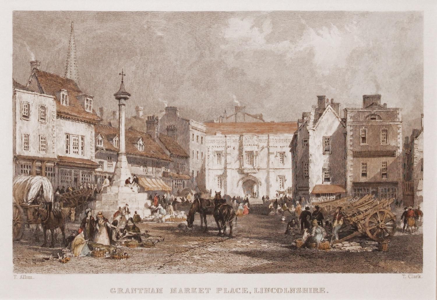 Grantham Market Place, Lincolnshire by Thomas Allom