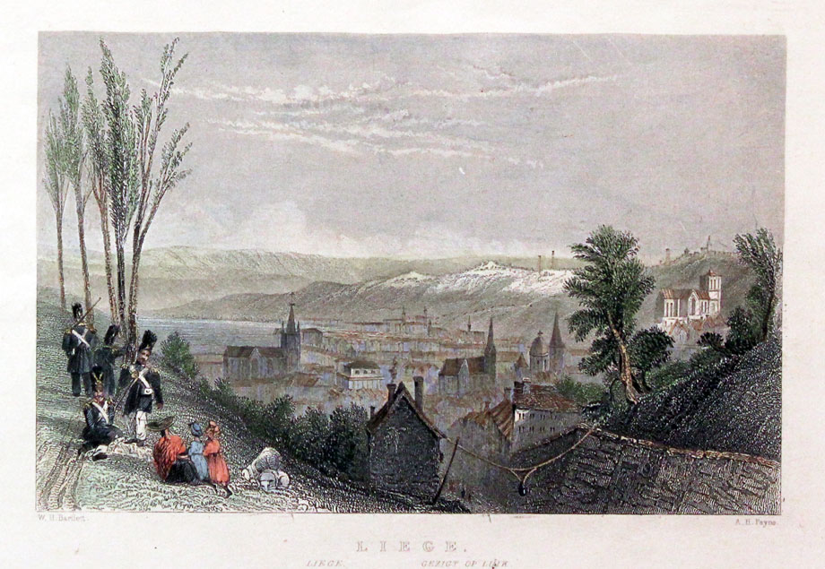 Antique print of Liege  Antique print of Liege