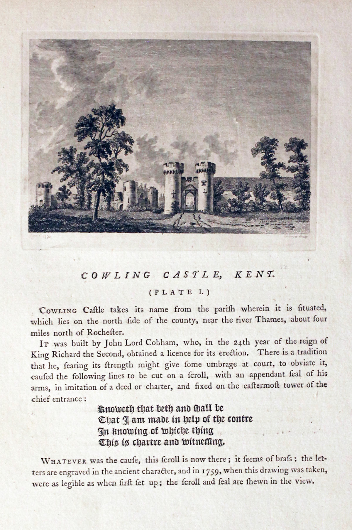 Cowling Castle Kent Plate 1  Cowling Castle Kent Plate 1