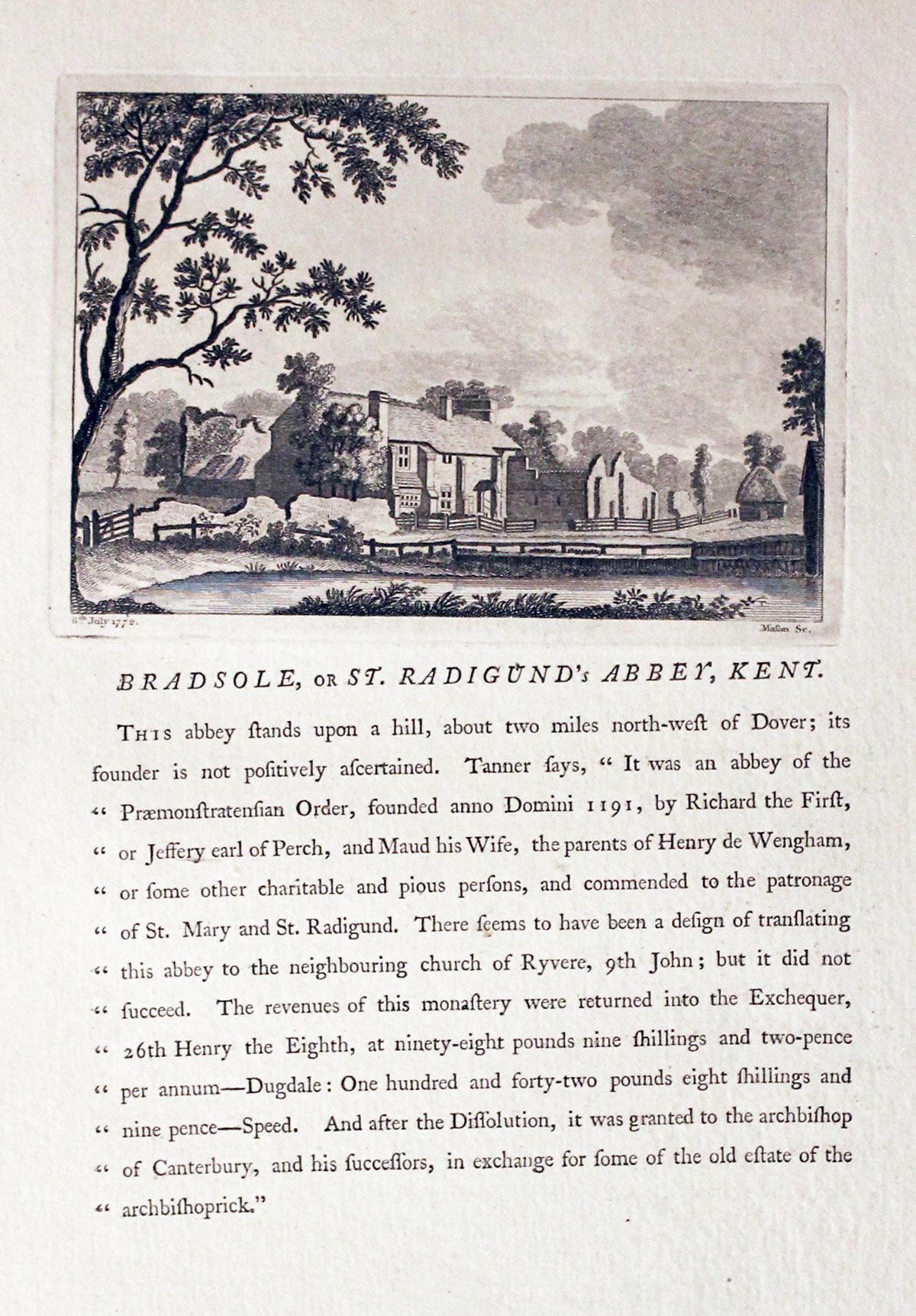 Bradsole or St. Radigund's Abbey, Kent   Bradsole or St. Radigund's Abbey, Kent