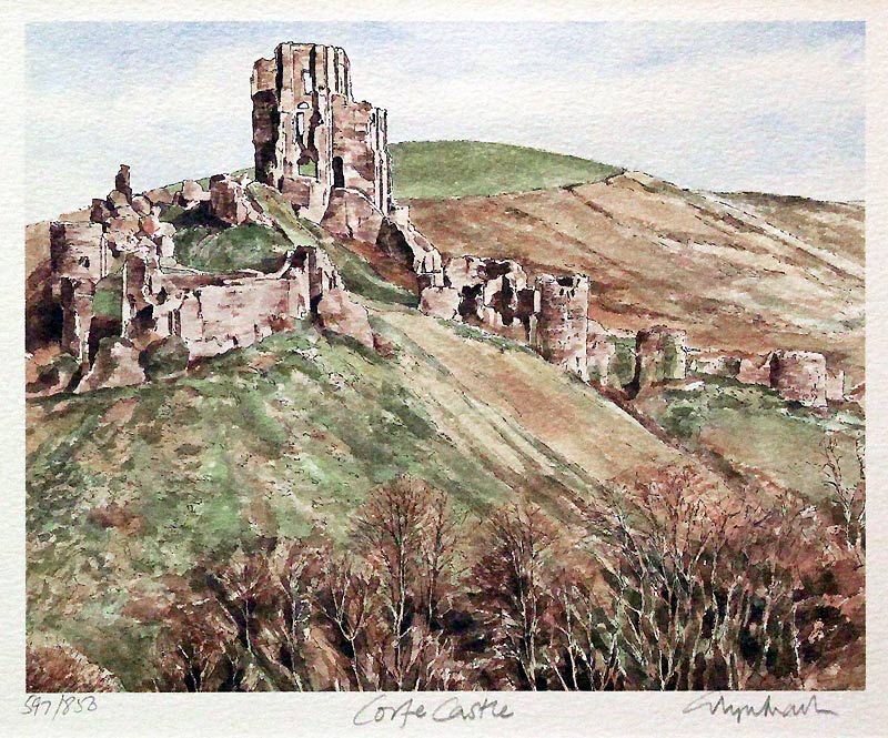 Corfe Castle Dorsetshire by Glyn Martin  Corfe Castle Dorsetshire by Glyn Martin
