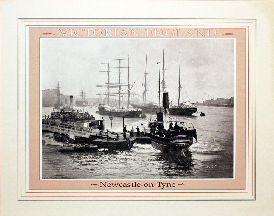 Newcastle upon Tyne with Victorian shipping - Old print of a photograph