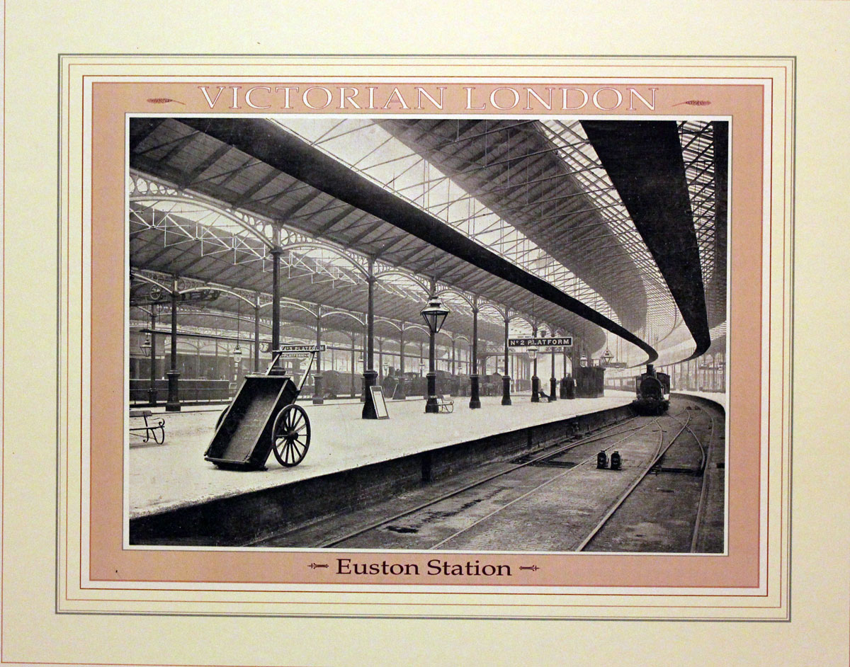 Euston Station London in 1896 - Old print of a photograph