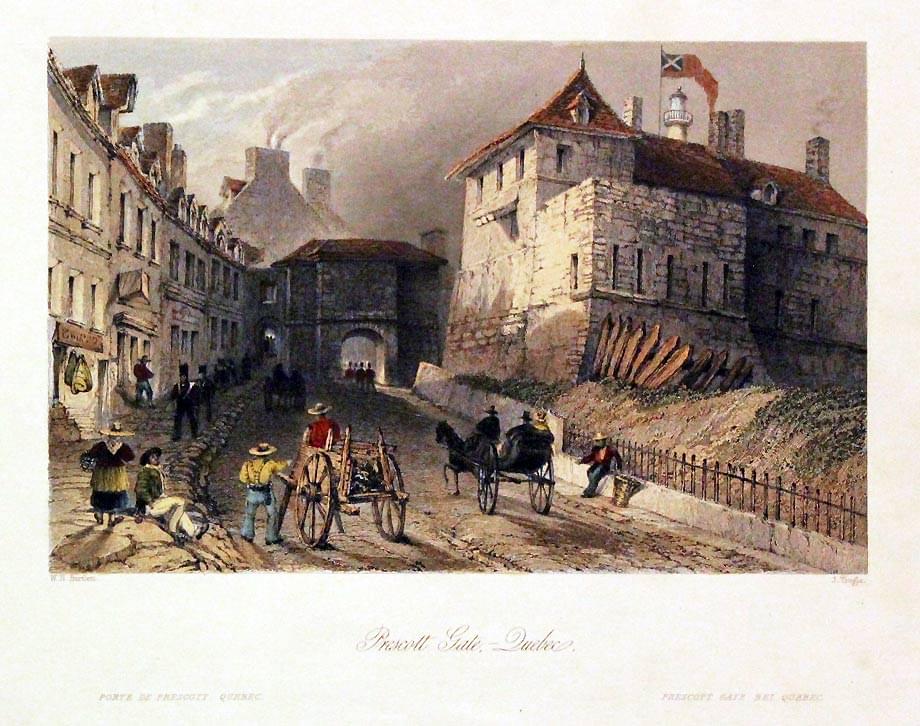 Prescot Gate Quebec by W.H.Bartlett