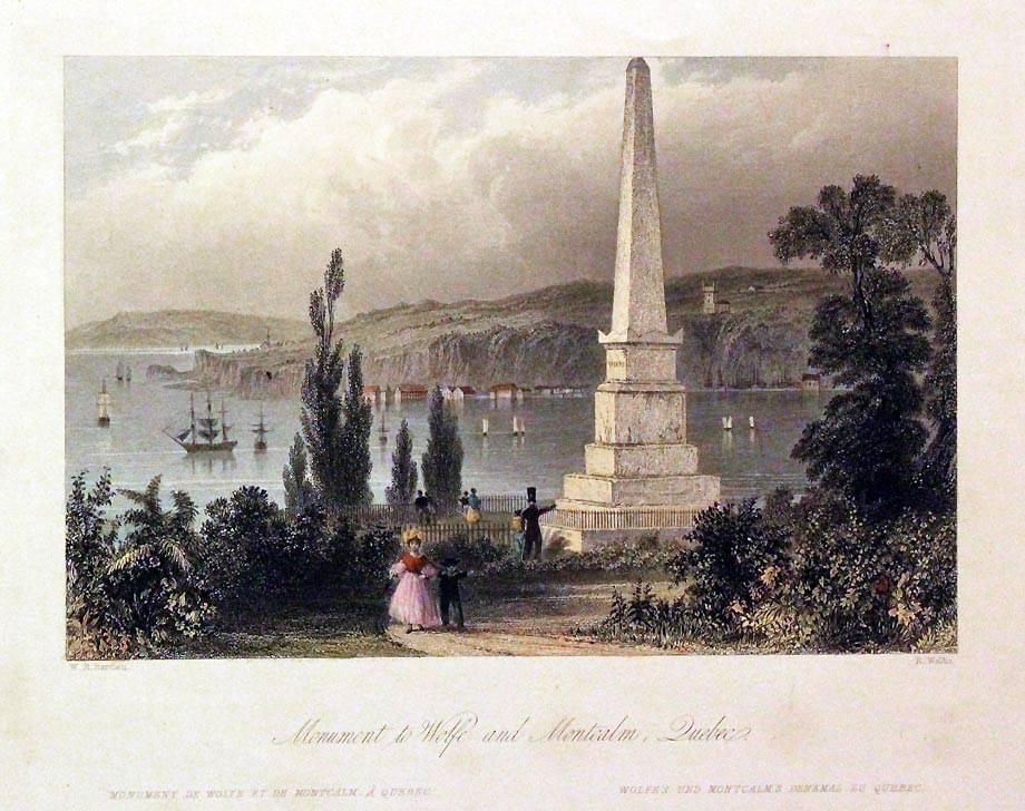 Monument to Wolfe and Montcalm, Quebec by W. H. Bartlett
