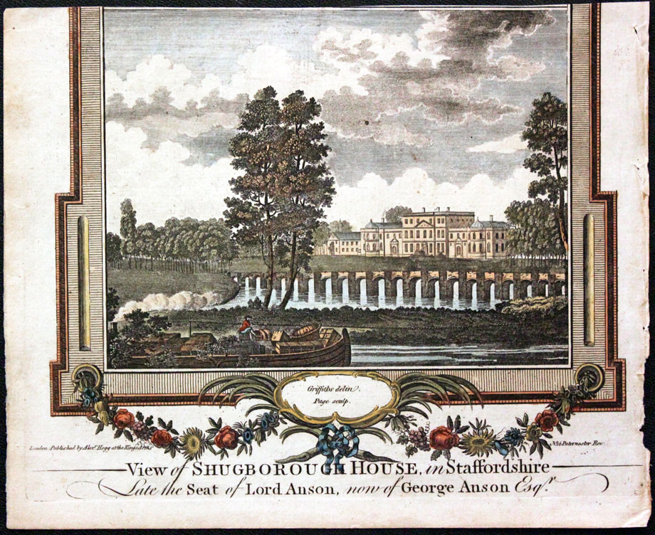 Engraving of Shugborough House Staffordshire