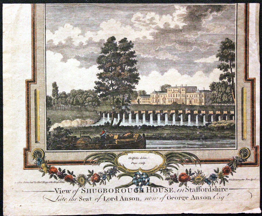 Engraving of Shugborough House Staffordshire by Griffiths