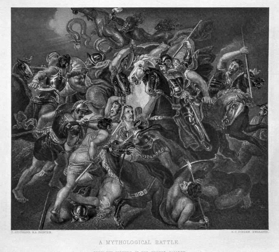 A Mythologcal Battle by T. Stothard  A Mythologcal Battle by T. Stothard
