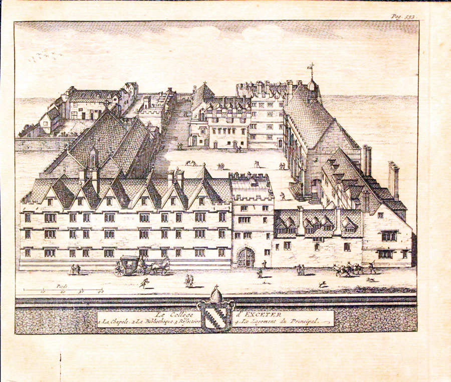 Exeter College, Oxford by Pieter van den Aa 1707  Exeter College, Oxford by Pieter van den Aa 1707