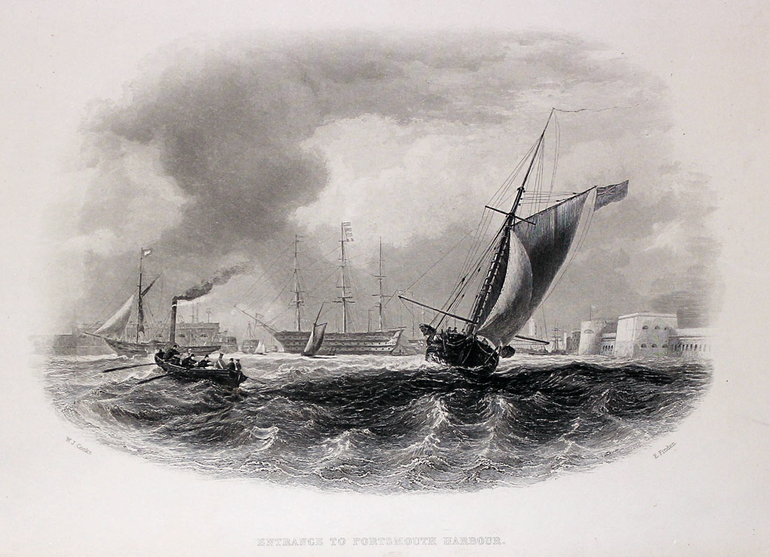 Entrance to Portsmouth Harbour by W. H.Bartlett  Entrance to Portsmouth Harbour by W. H.Bartlett