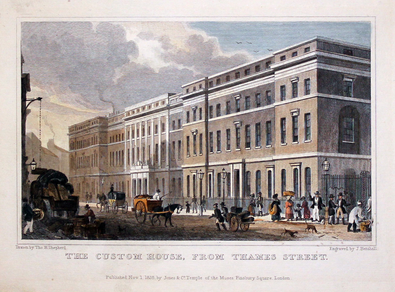 The Custom House, from Thnames Street, London by T. H. Shepherd  The Custom House, from Thnames Street, London by T. H. Shepherd