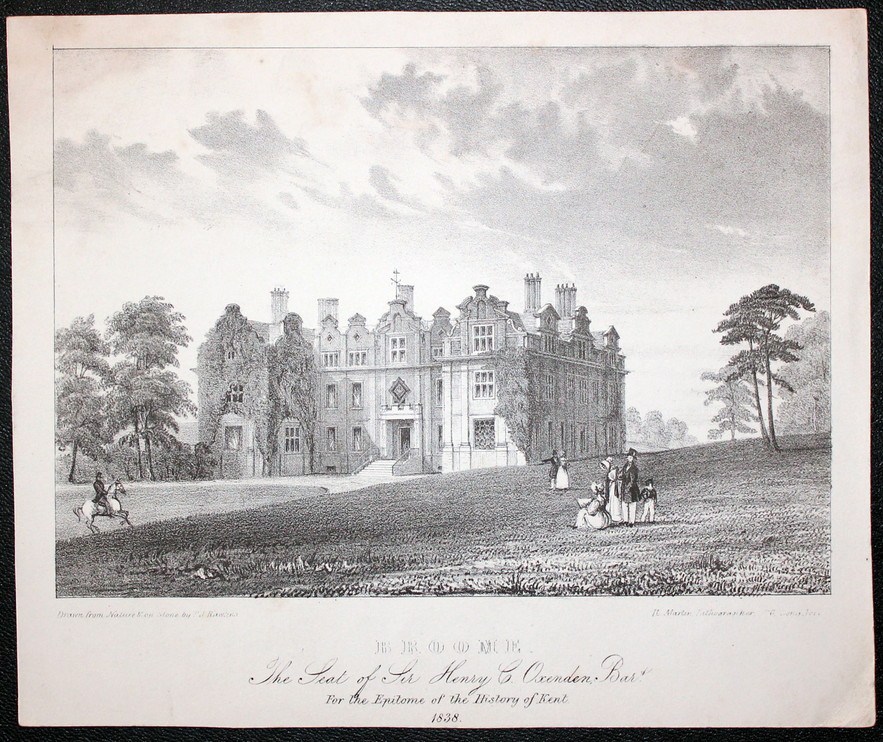Broome, Country house in,Kent Lithograph 1838  Broome, Country house in,Kent Lithograph 1838