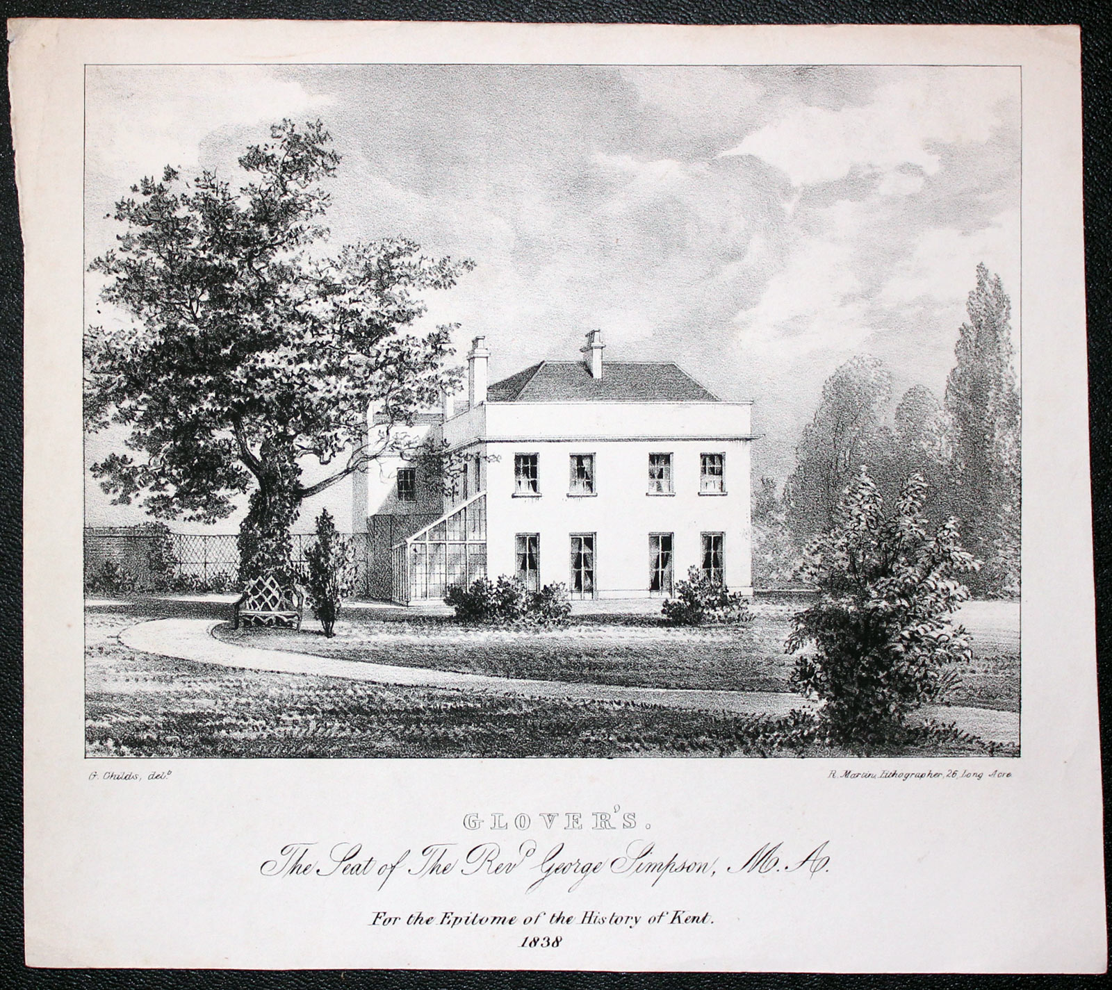 Glover's, Kent Lithograph 1838  Glover's, Kent Lithograph 1838