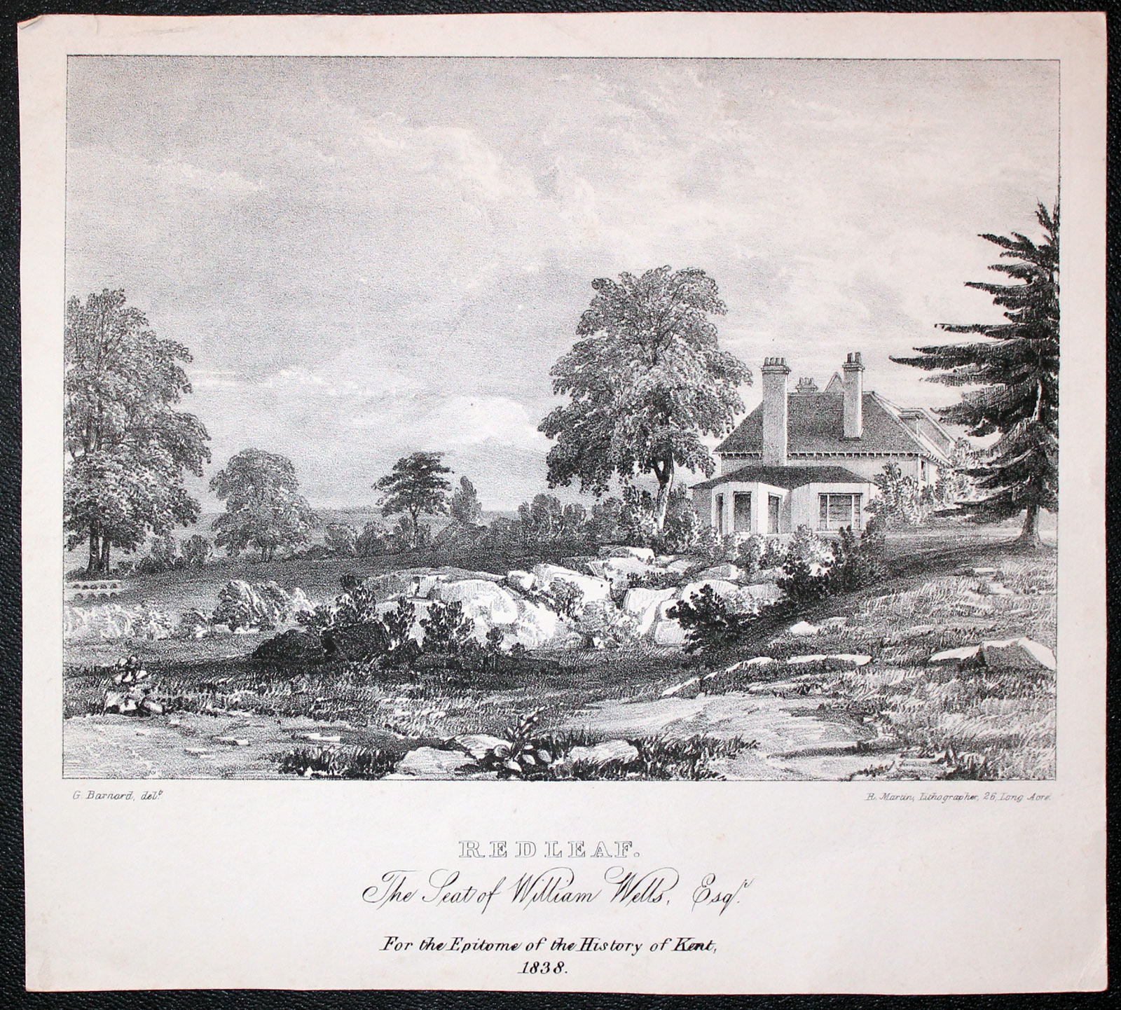 Redleaf, Kent Lithograph 1838  Redleaf, Kent Lithograph 1838
