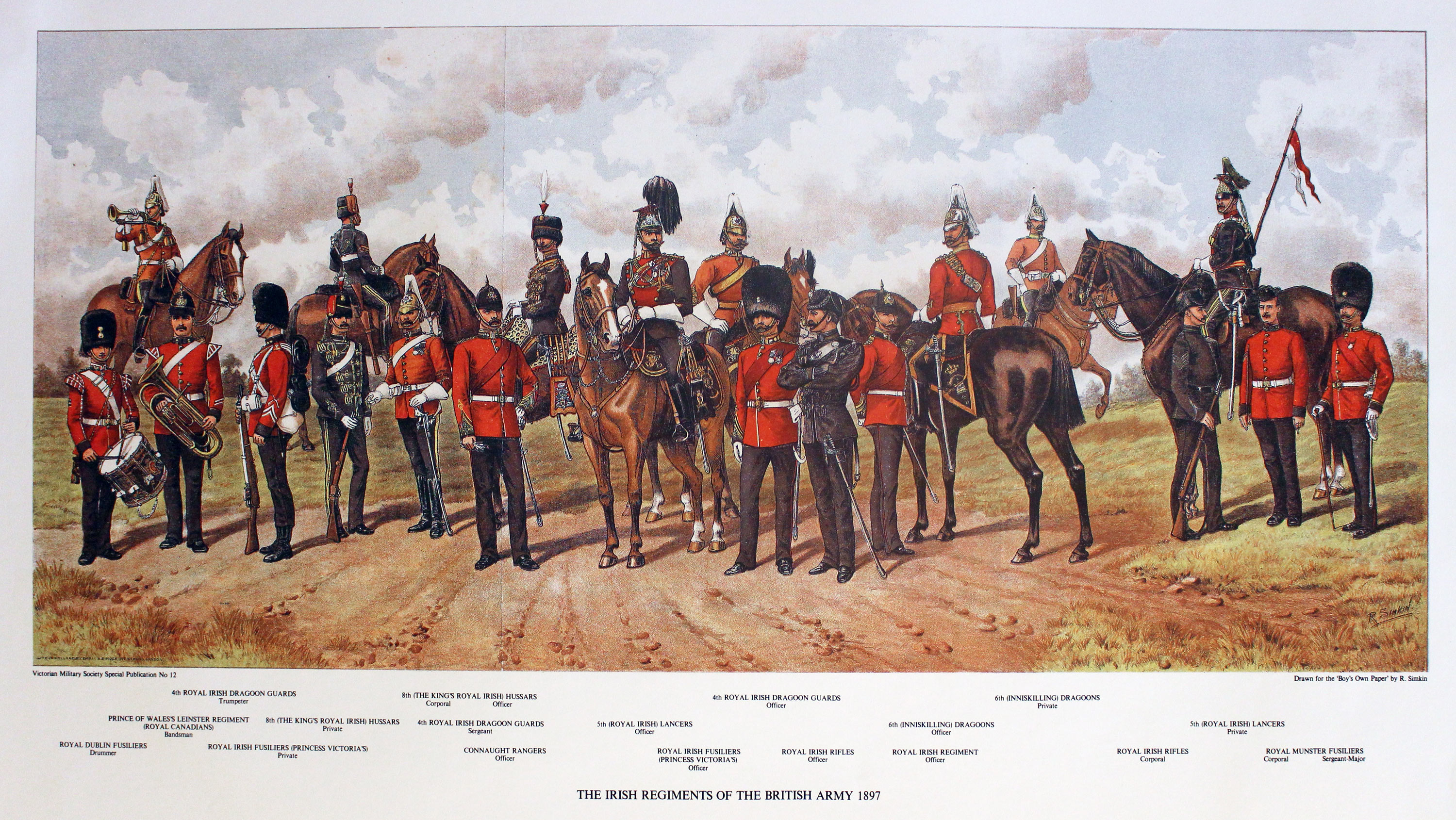 The Irish Regimens of the British Army 1897 by Richard Simkin  The Irish Regimens of the British Army 1897 by Richard Simkin