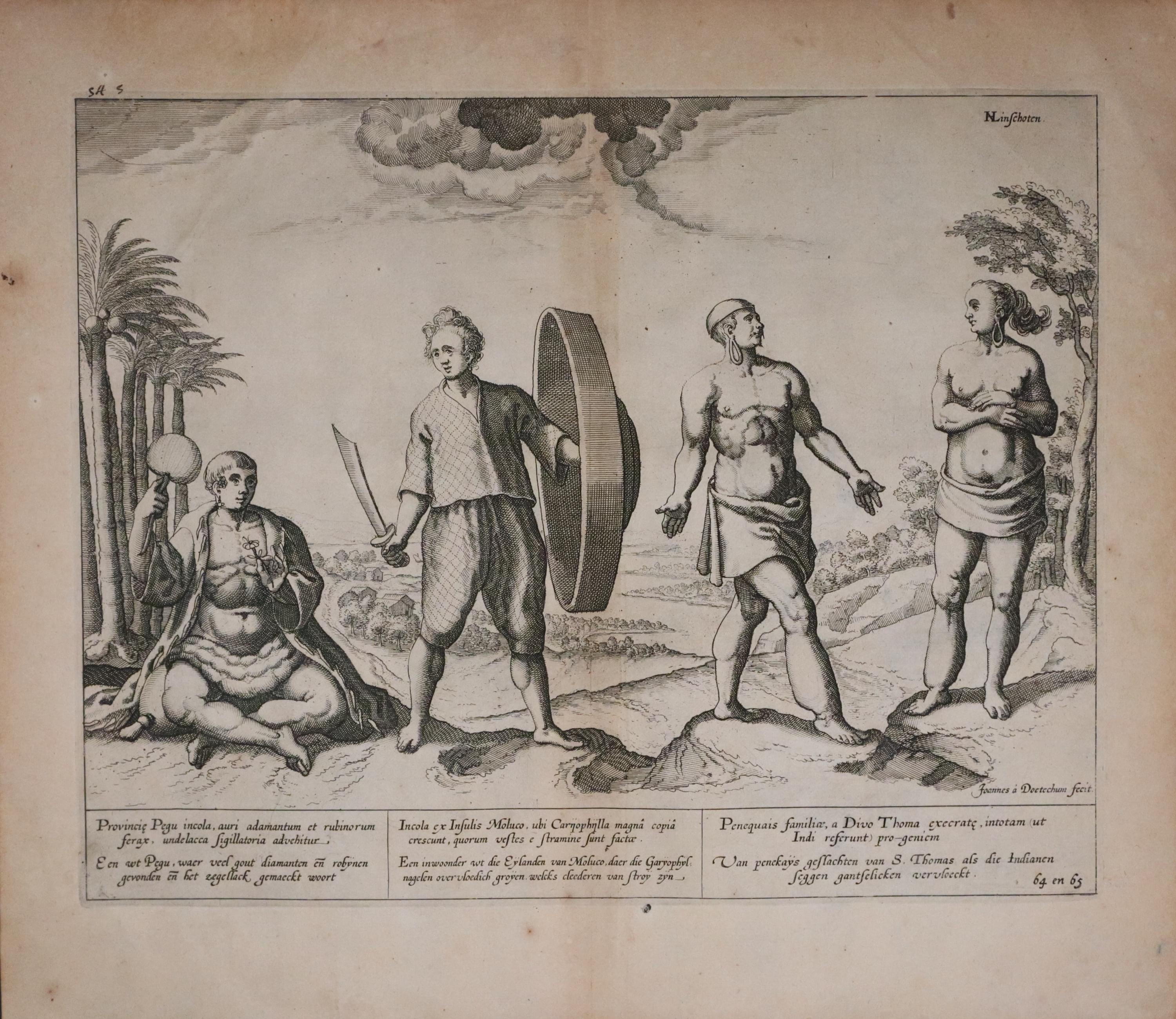 People of Pegu, Moluccas & S. Thomas, Jan H van Linschoten, 1599