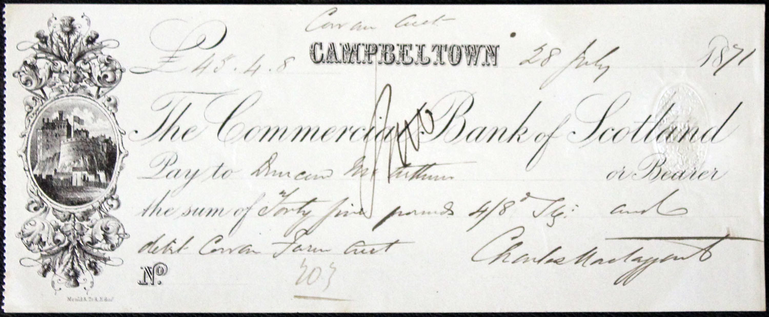 The Bank of Scotland Blairgowrie Cheques  The Bank of Scotland Blairgowrie Cheques