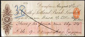 The North of Scotland Bank Limited Dumfries cheque