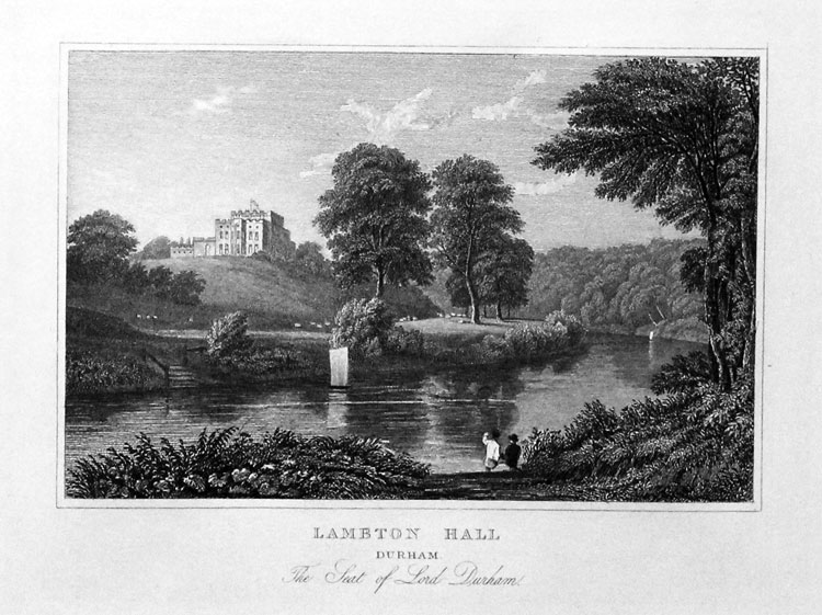 Lambton Hall County Durham 19th century engraving by J. P. Neale  Lambton Hall County Durham 19th century engraving by J. P. Neale