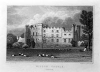 Witton Castle County Durham - Engraving by J. P. Neale