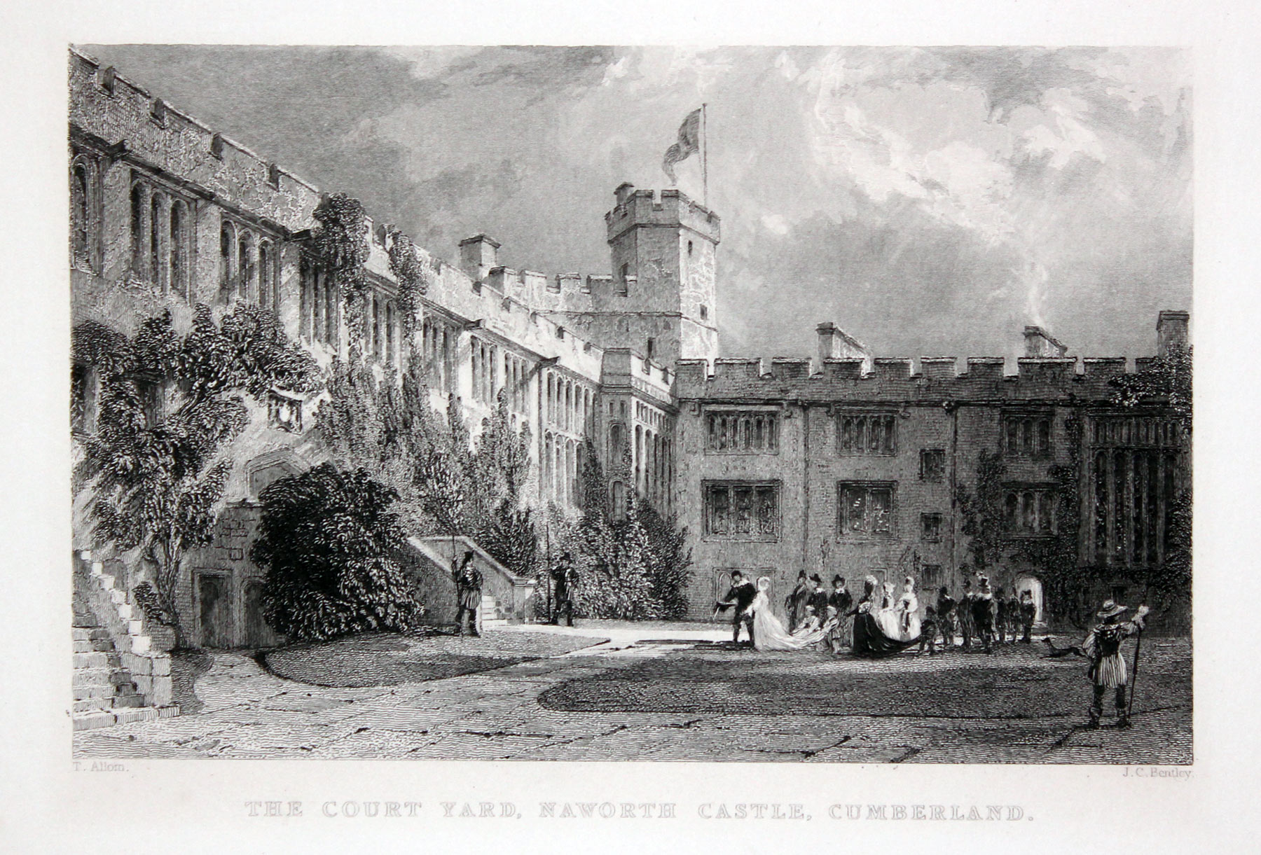 View of the Courtyard at Naworth Castle, Cumberland by Thomas Allom  View of the Courtyard at Naworth Castle, Cumberland by Thomas Allom