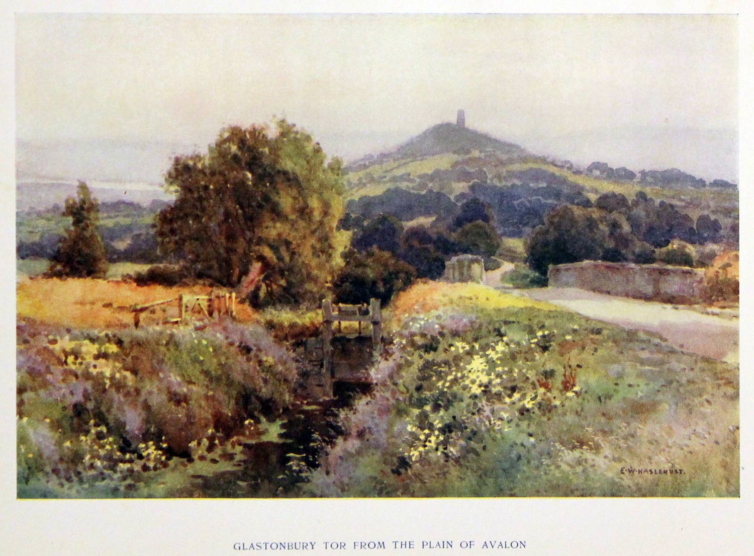 Glastonbury Tor from the Plain of Avalon, E.W. Haslehust  Glastonbury Tor from the Plain of Avalon, E.W. Haslehust
