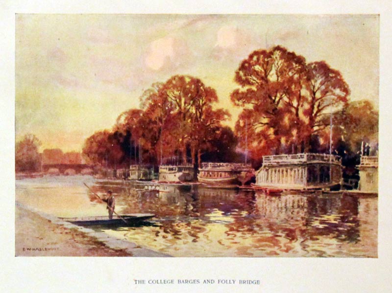 The College Barges and Folly Bridge, E. W. Haslehust